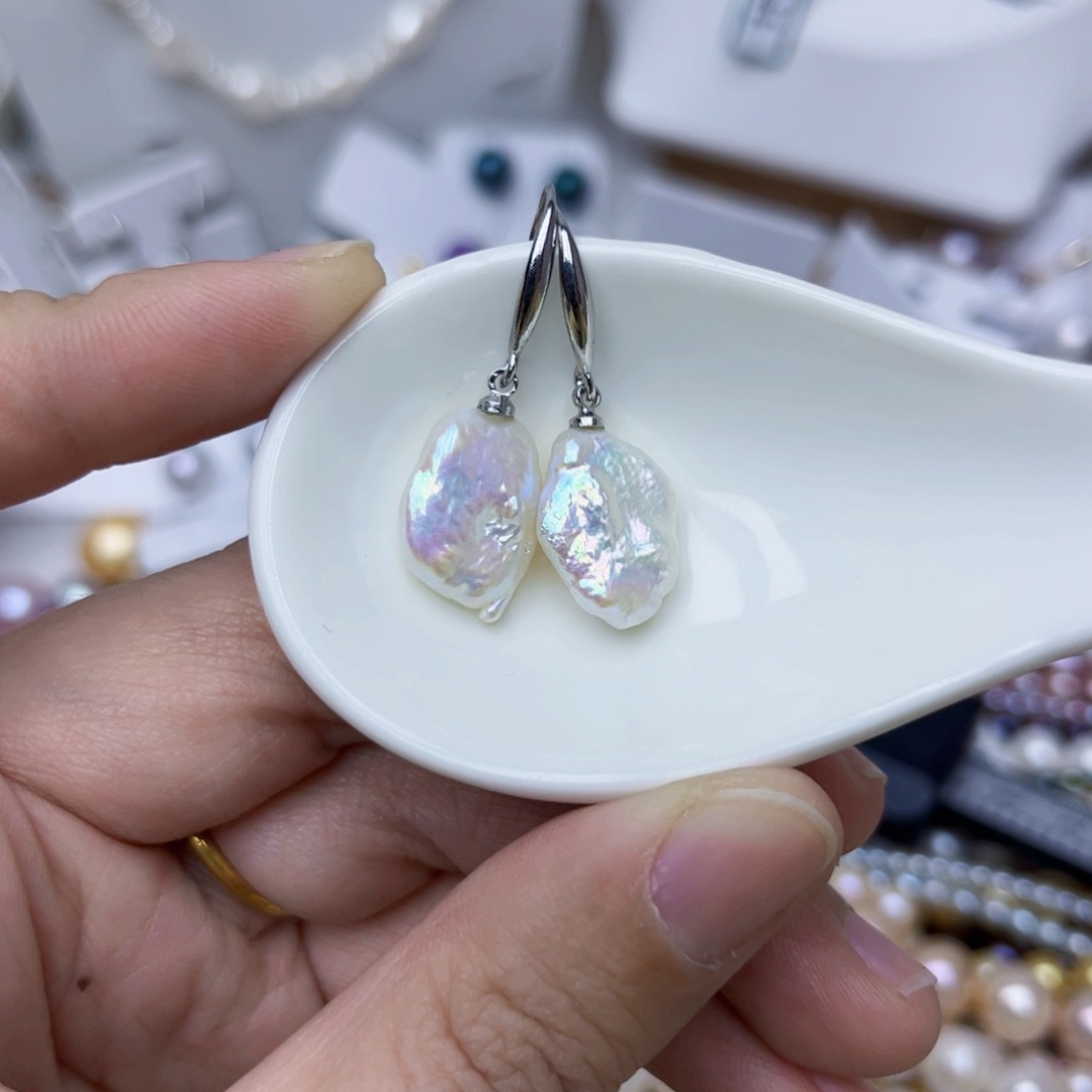 淡水珍珠耳饰银S925镶嵌