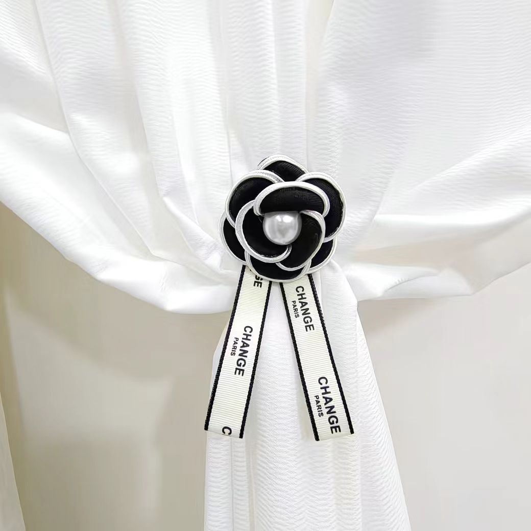 山茶花小香风窗帘绑带法式百搭扎带，免打孔别针款简约两用