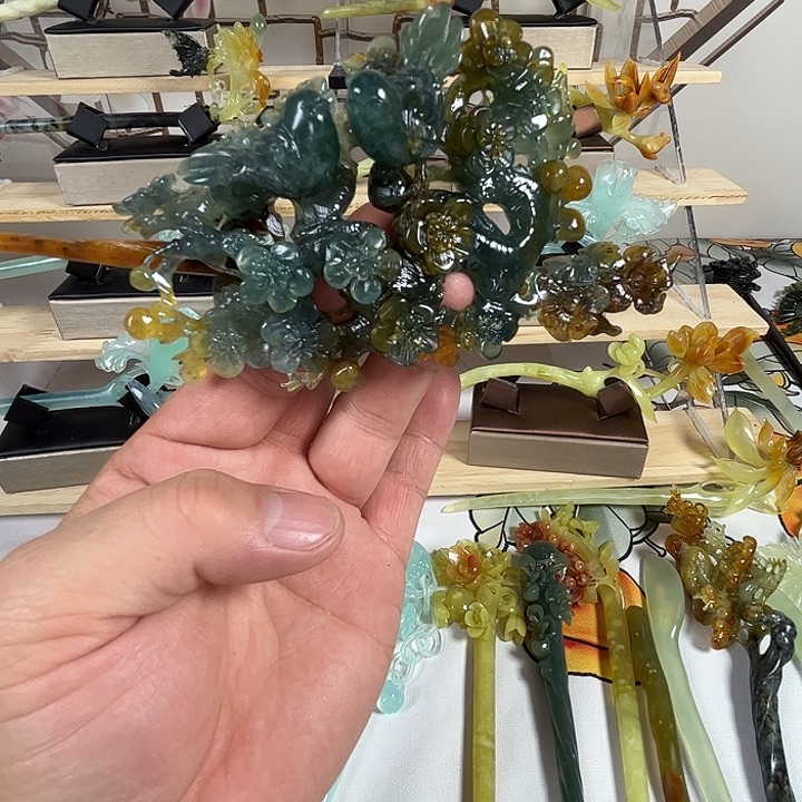 用***2蛇纹石玉未镶嵌发簪