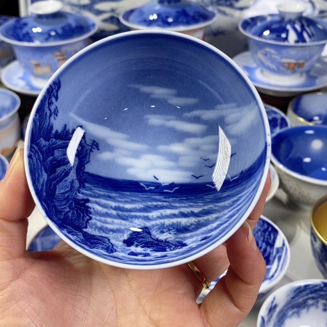 杯青花山水主人杯杯