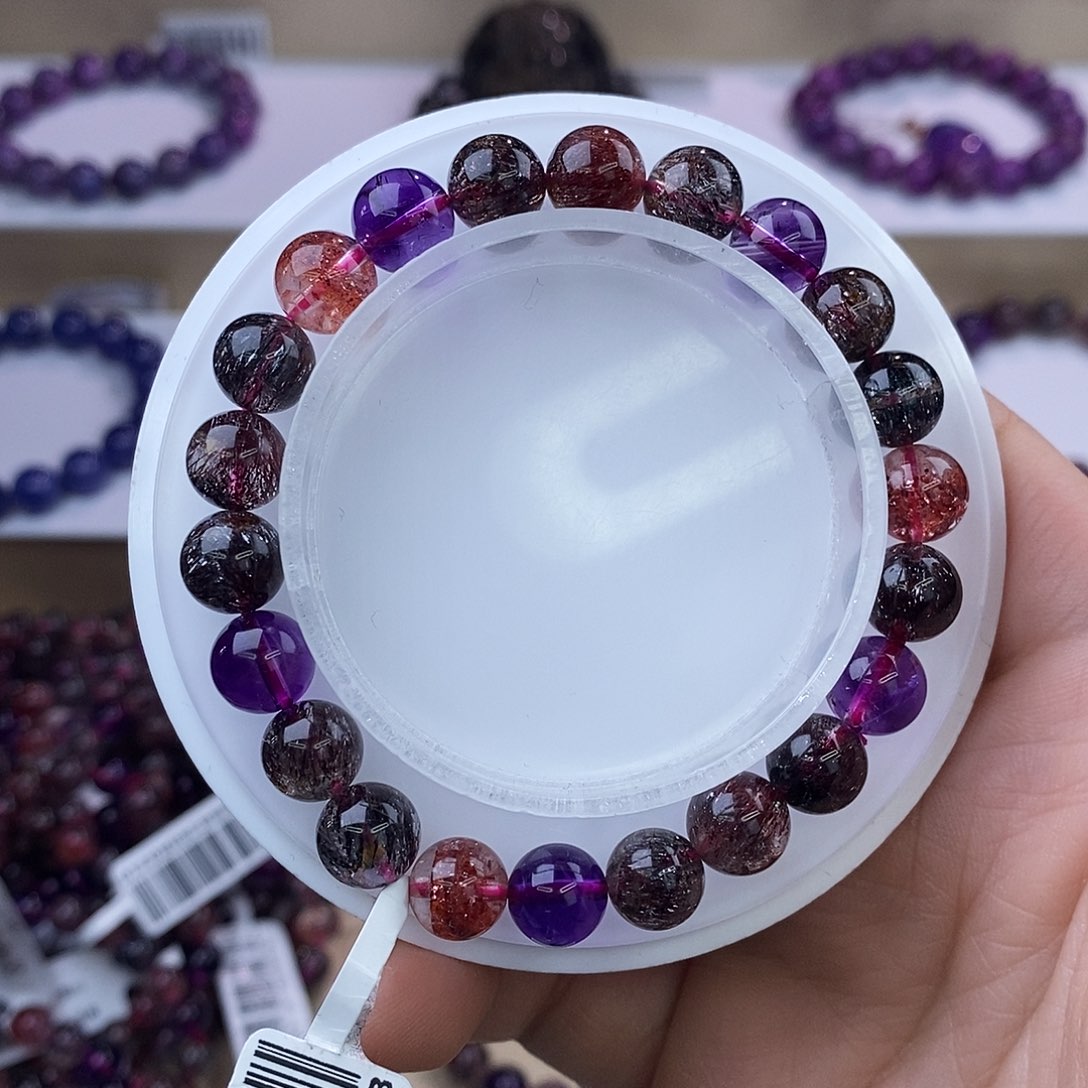 水晶手链未镶嵌黑加仑超七8mm+