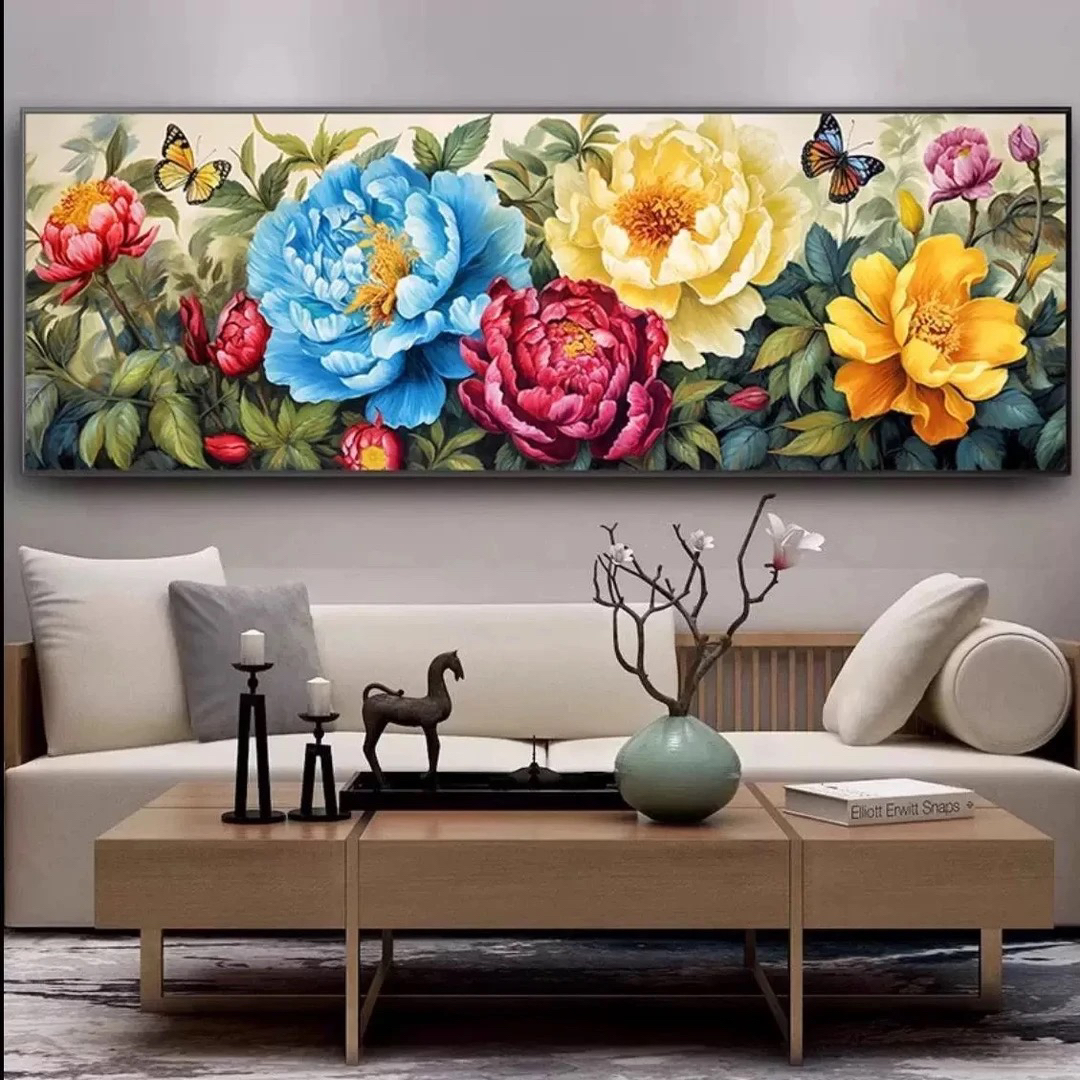 2.2大格纯手工绣好的十字绣成品646富贵香韵牡丹装饰画刺绣客厅