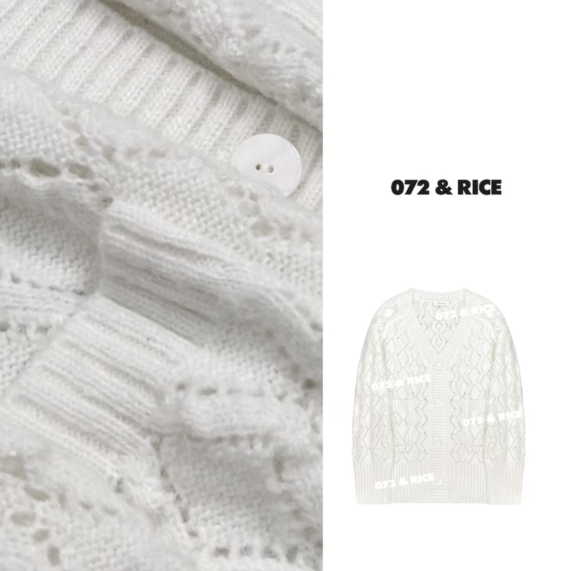 072 & RICE【白皮书】绵羊毛 秋季V领长袖针织开衫 31FH07 FF1212