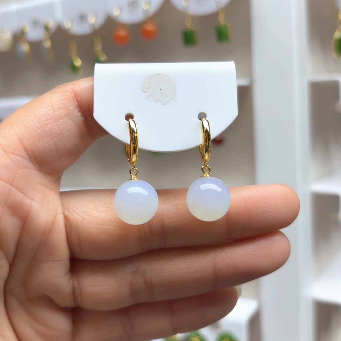 玛瑙/玉髓耳饰银S925镶嵌