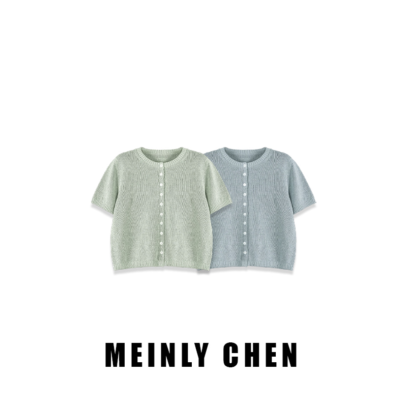 【MEINLY  CHEN】高端设计师款时尚休闲百搭纯色圆领毛针织衫25138