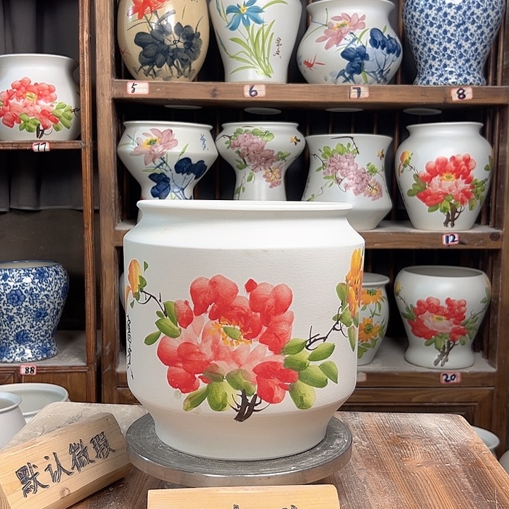 摆件电饭煲红牡丹新款新款陶瓷