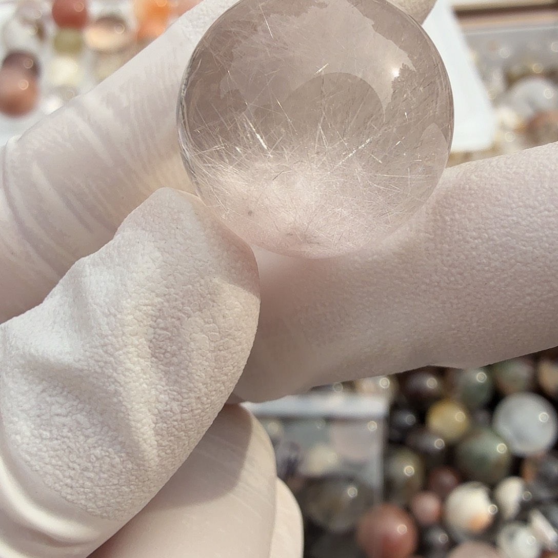 P***尼未镶嵌珠宝半成品水晶19mm粉兔毛定制不退换