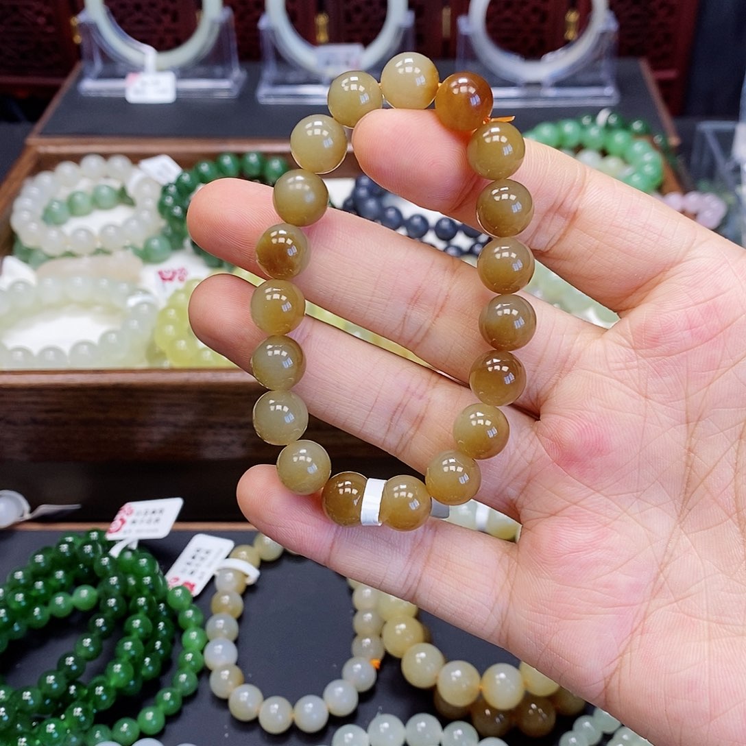 和田玉手串未镶嵌糖10