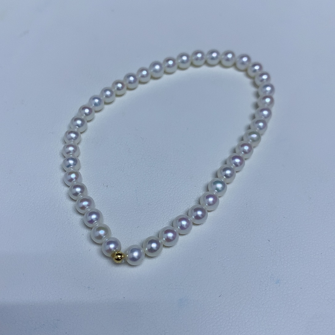 淡水珍珠手链18K金镶嵌4-5