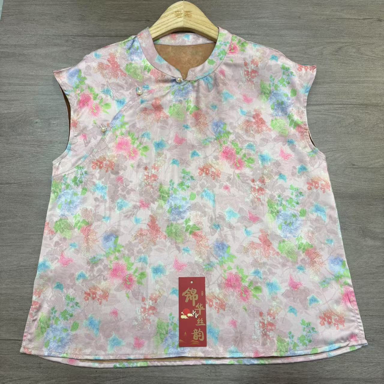 【花海】圆领短袖斜襟厚款薄款提花上衣双层花色慵懒风初恋风1242