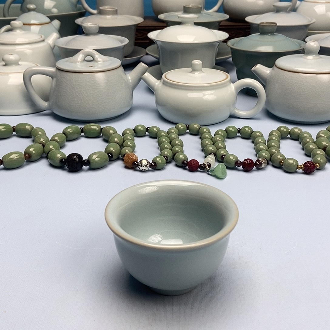 杯微瑕天青永乐压手杯原矿原釉原产地