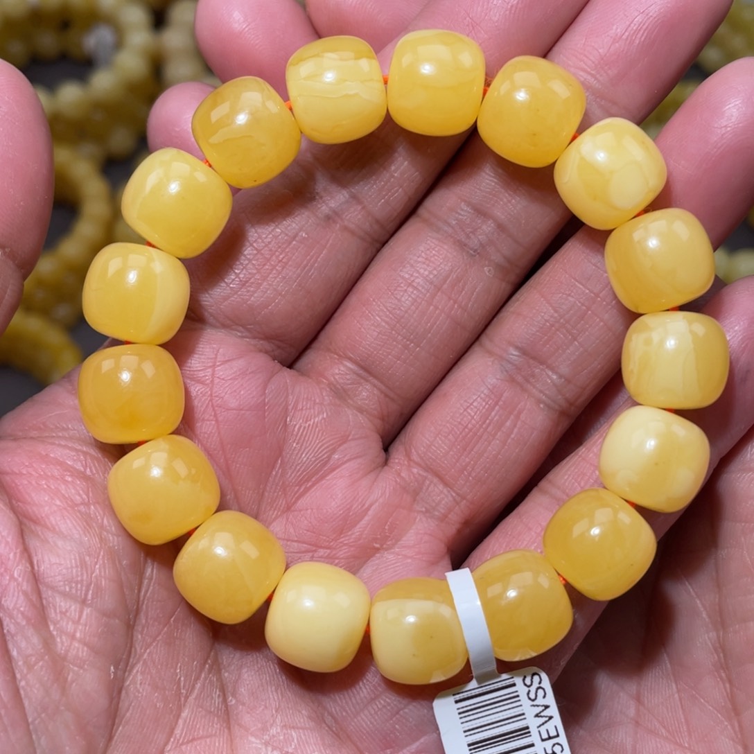 蜜蜡未镶嵌珠宝奇石13mm焦皮同料微瑕圆珠手串23.34