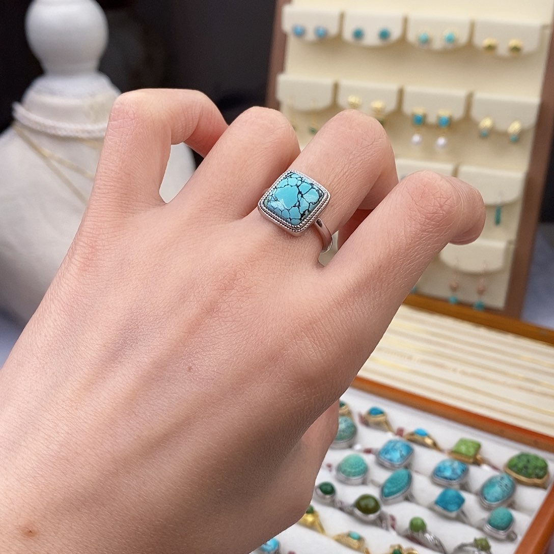绿松石戒指银S925镶嵌