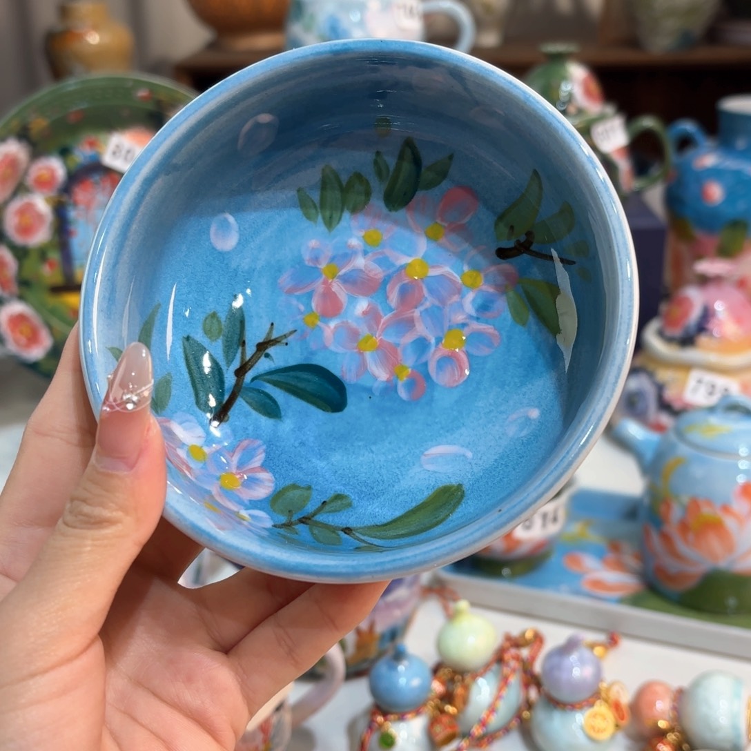 景德镇手绘高温釉下彩陶瓷茶具