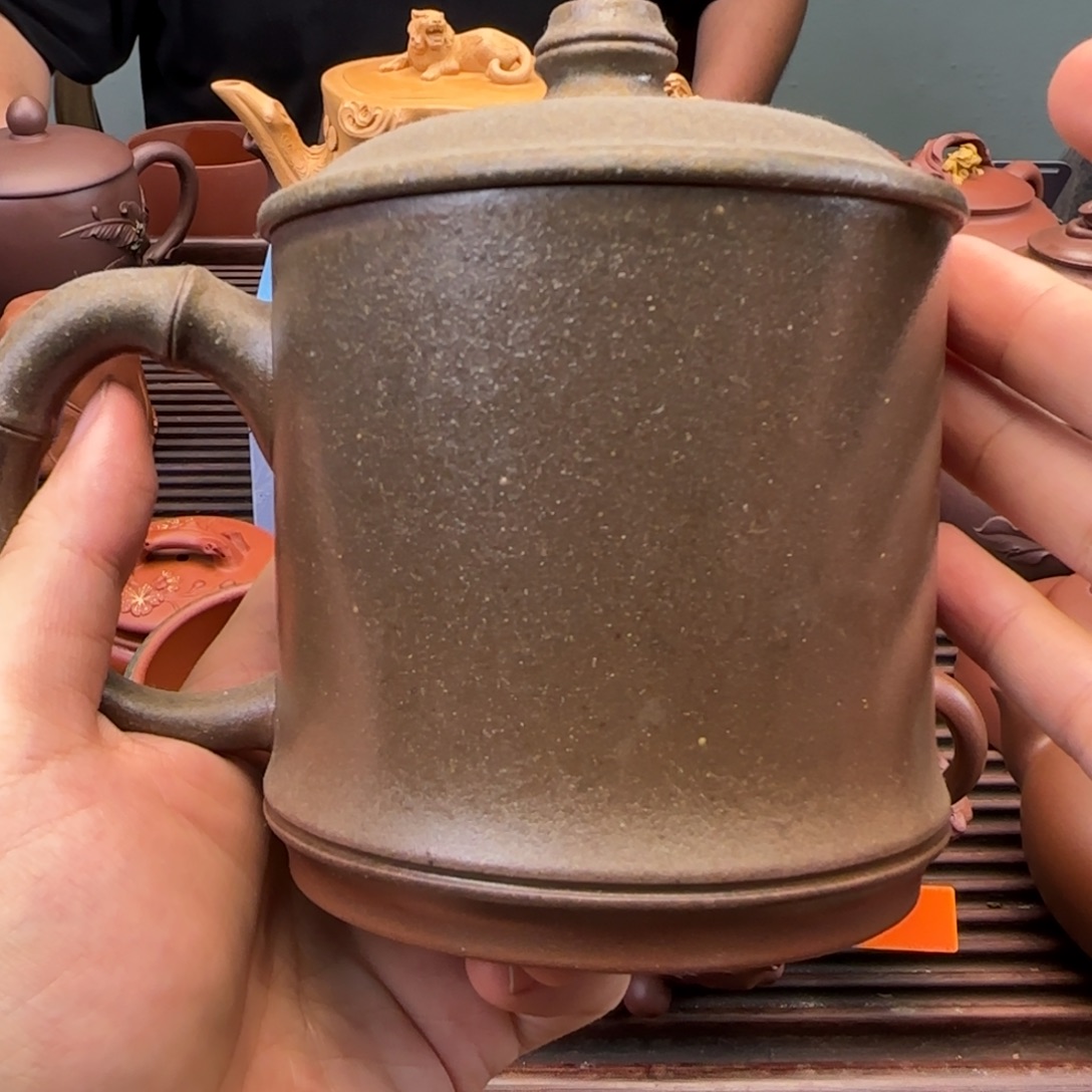 茶盏柴烧大盖杯紫泥