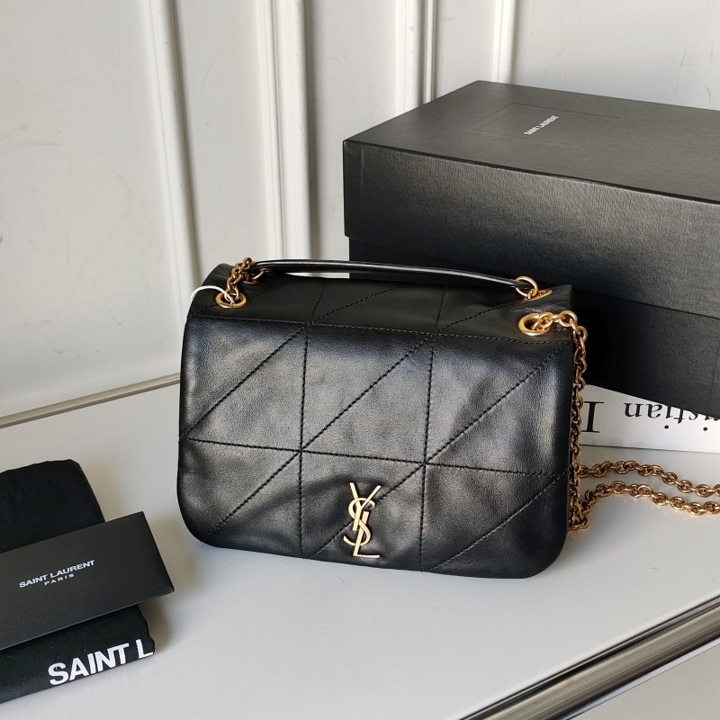 95新 YSL/圣罗兰 Azul-黑金羊皮Jamie mini单肩包/52401