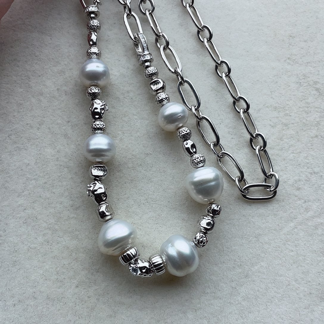 套链38海水珍珠银S925镶嵌