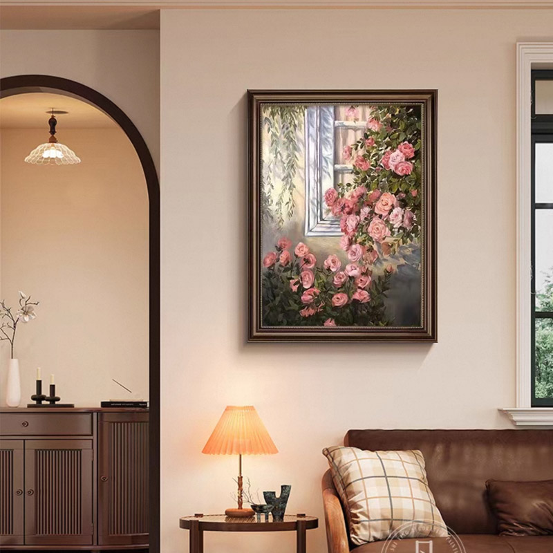 AE-045中古风玫瑰客厅沙发背景墙装饰画法式复古高级感挂画捡漏1
