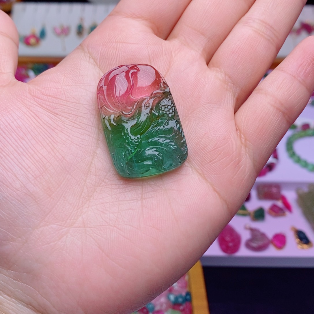 颈饰未镶嵌碧玺西瓜吊牌m