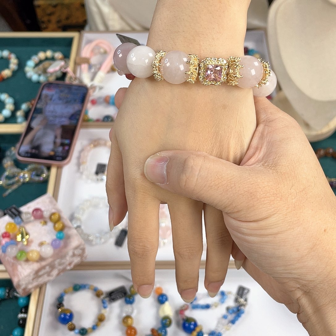 水晶手链银S925镀金镶嵌