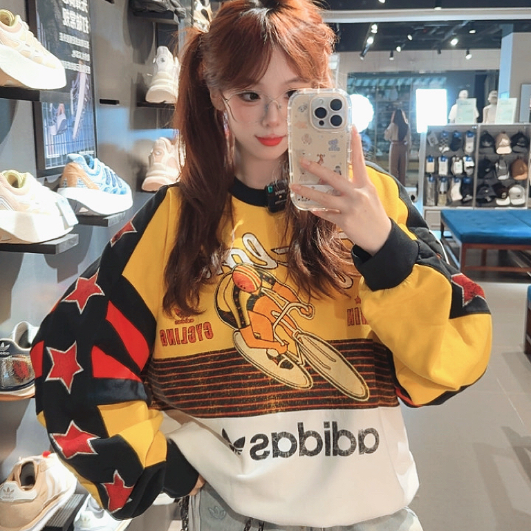 Adidas/落肩袖休闲卫衣情侣款常规圆领宽松上衣长袖KG3145