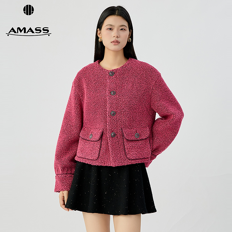阿玛施AMASS品质女装时尚百搭时髦色彩格纹轻奢小香风外套5400912