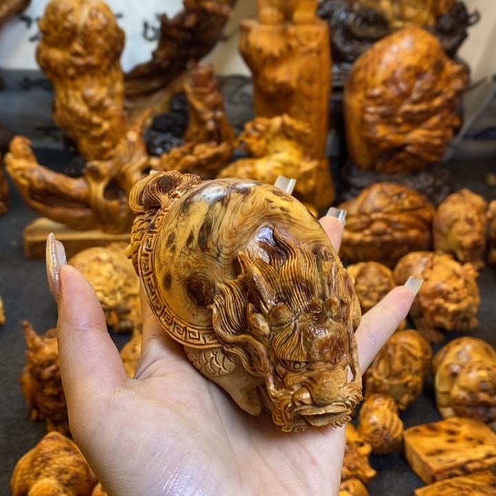 涛***声崖柏龙龟手把件手把件