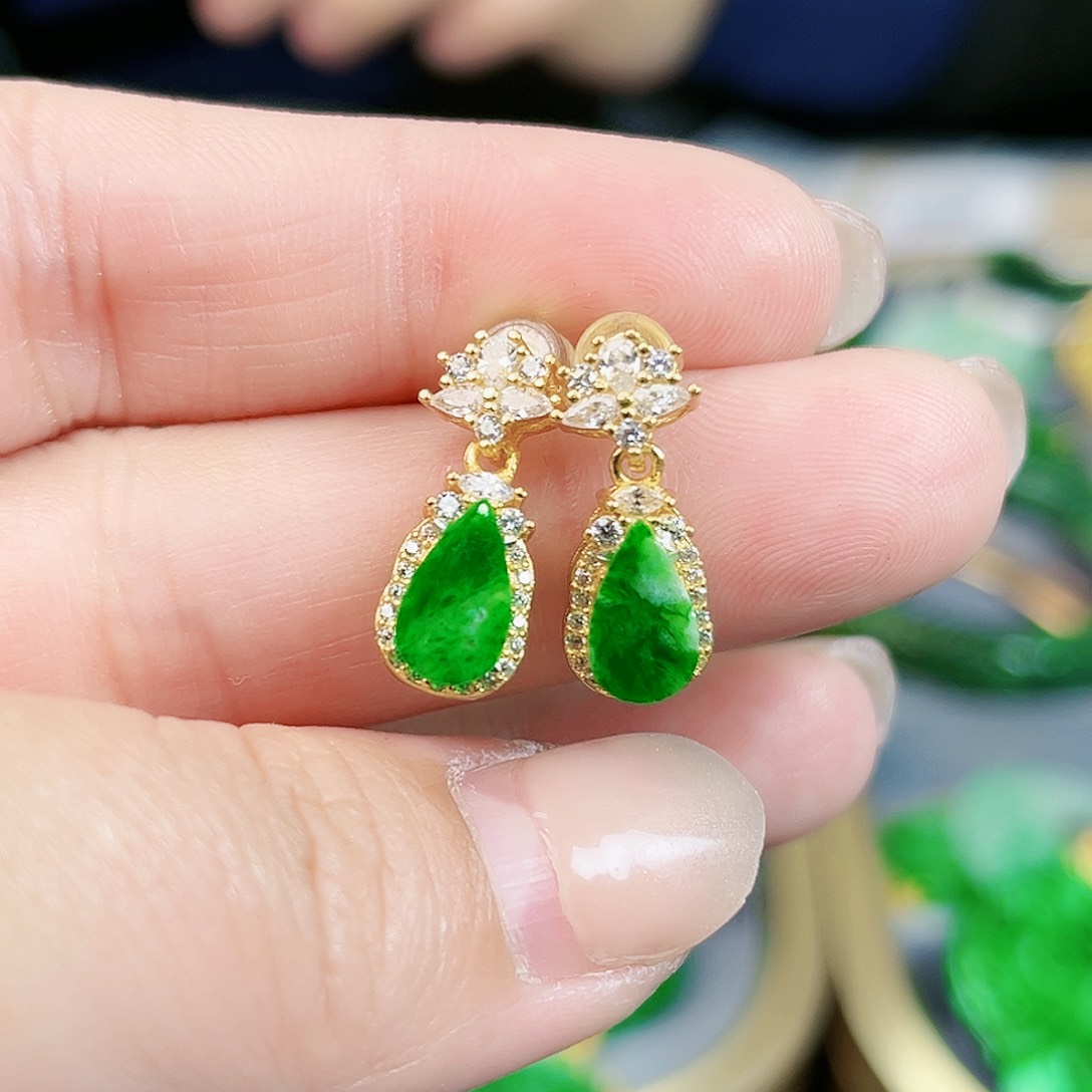 翡翠颈饰银S925镶嵌耳饰