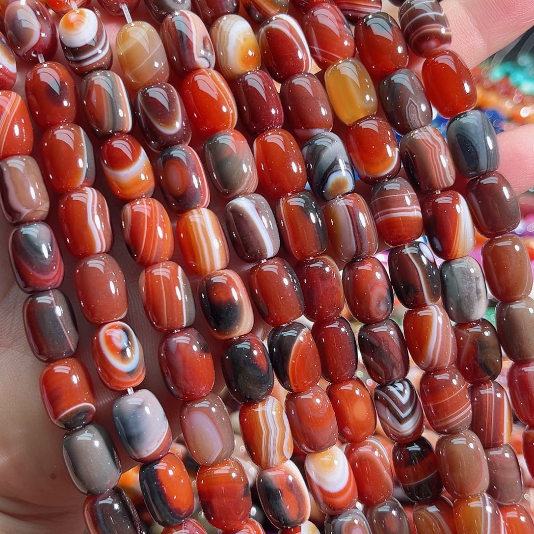 玛瑙/玉髓未镶嵌珠宝半成品梦幻玛瑙桶珠10x14mm