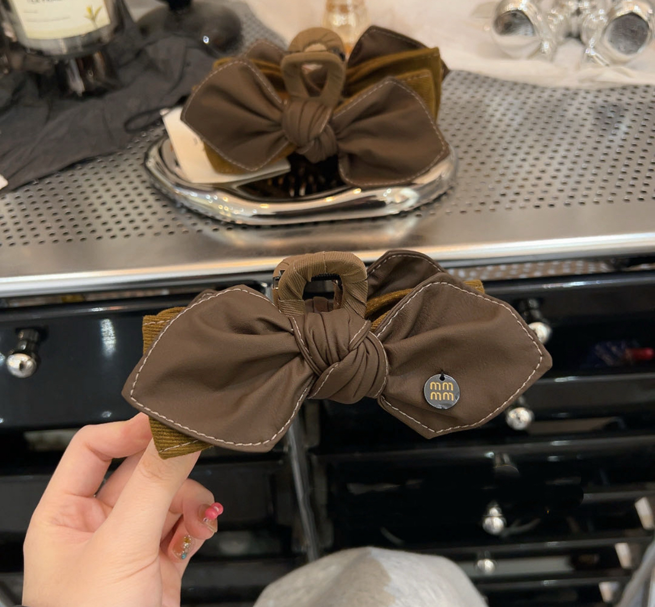 韩国皮蝴蝶结豹纹抓夹