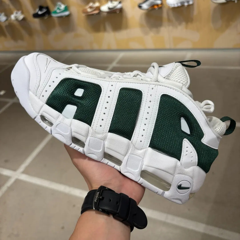 NIKE/耐克男子AIR MORE UPTEMPO皮蓬白绿复古休闲鞋FZ3055102