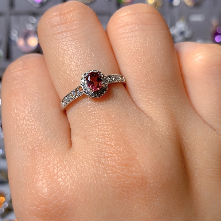 碧玺戒指银S925镶嵌戒指