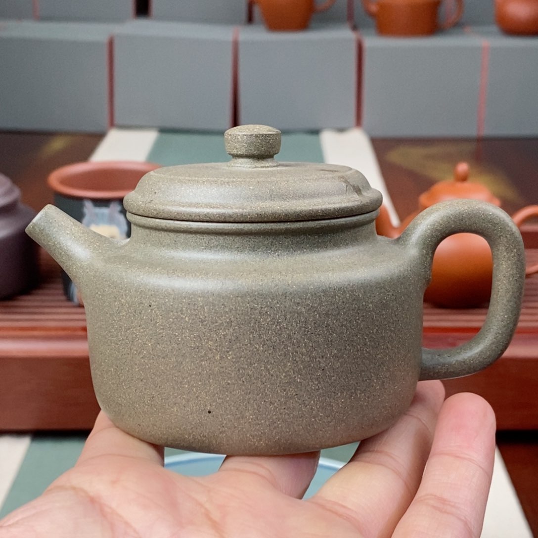 紫砂茶壶沙皮青德中半手150毫升