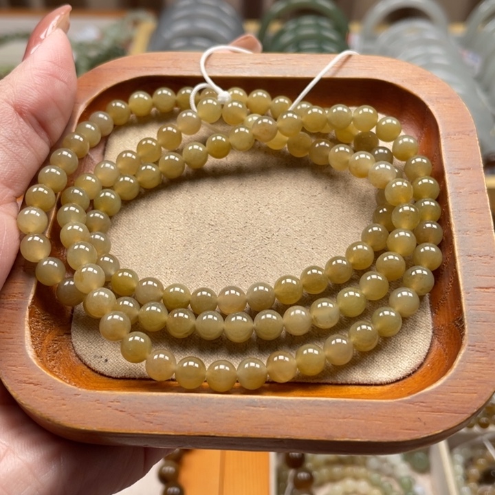 和田玉珠串6mm未镶嵌