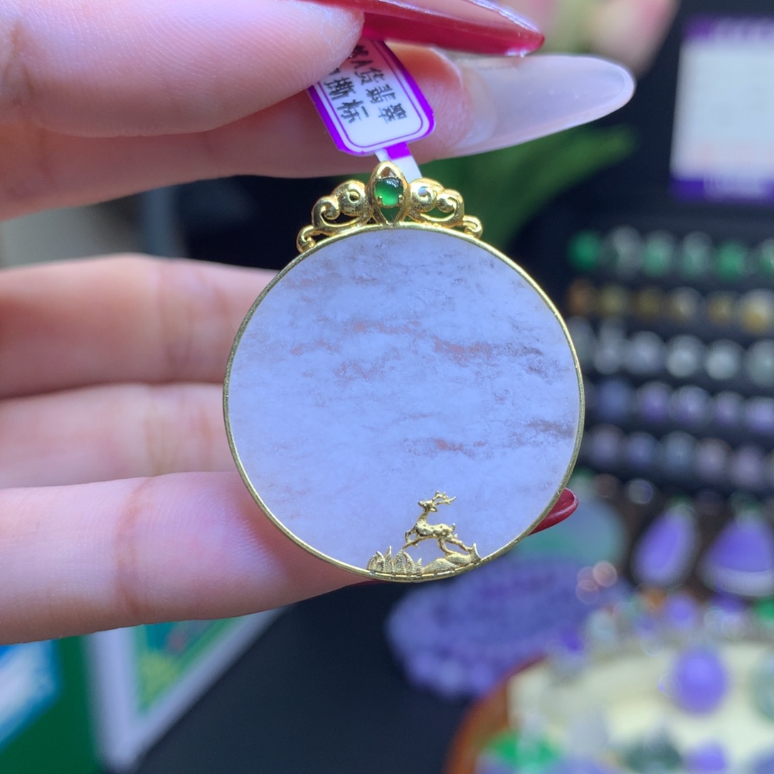 翡翠颈饰18K金镶嵌天然