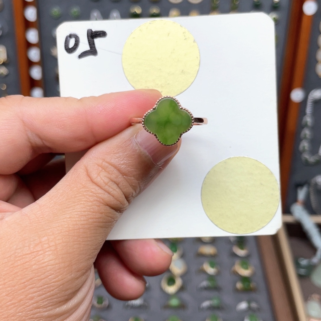 和田玉（碧玉）戒指银S925镶嵌和田玉05