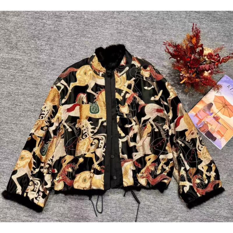 【京云浮华】新中式国风重工刺绣双面双穿外套2025C9030—小白玫瑰仓