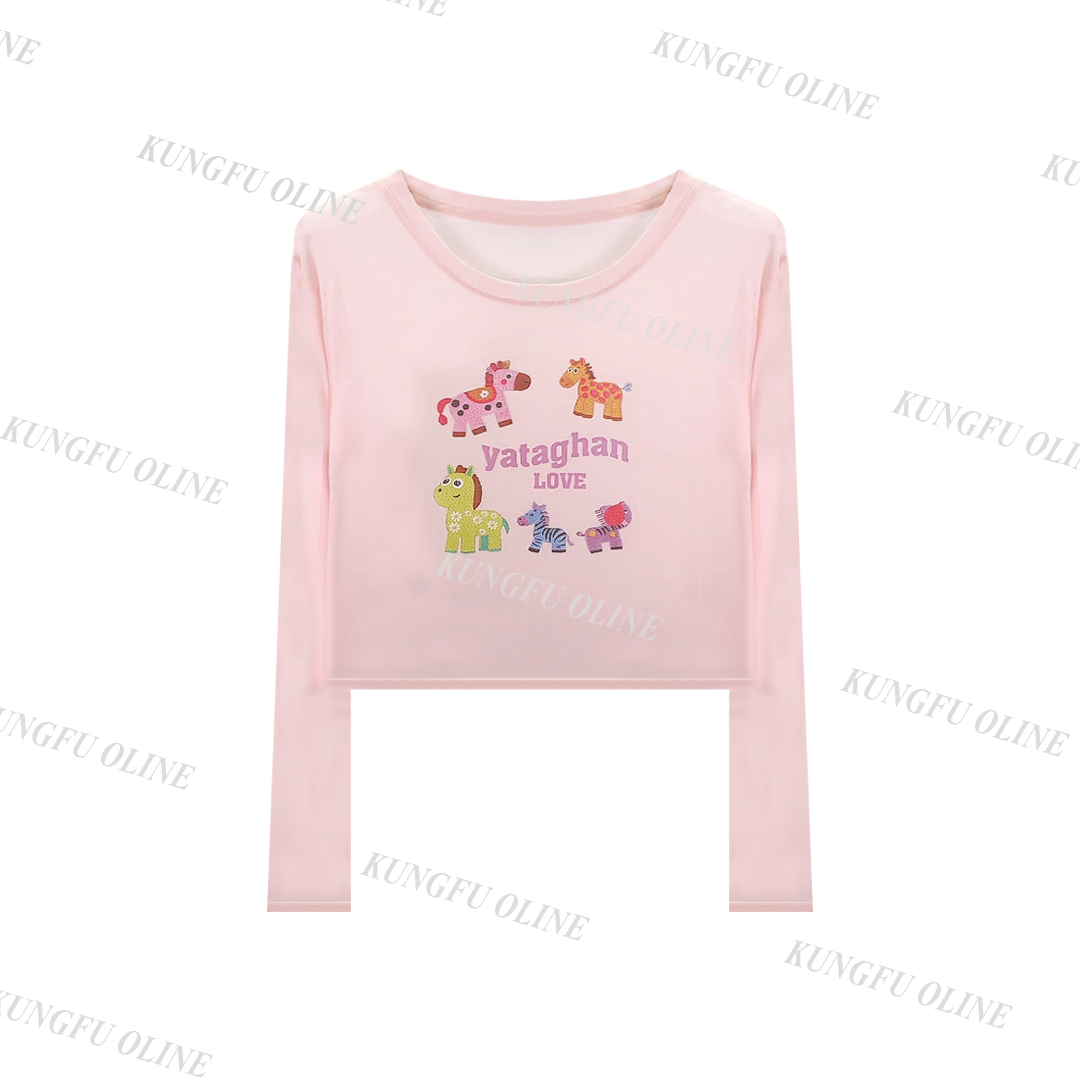 【YY】CT7635夏季流光风薄款长袖t恤2025印花休闲上衣女