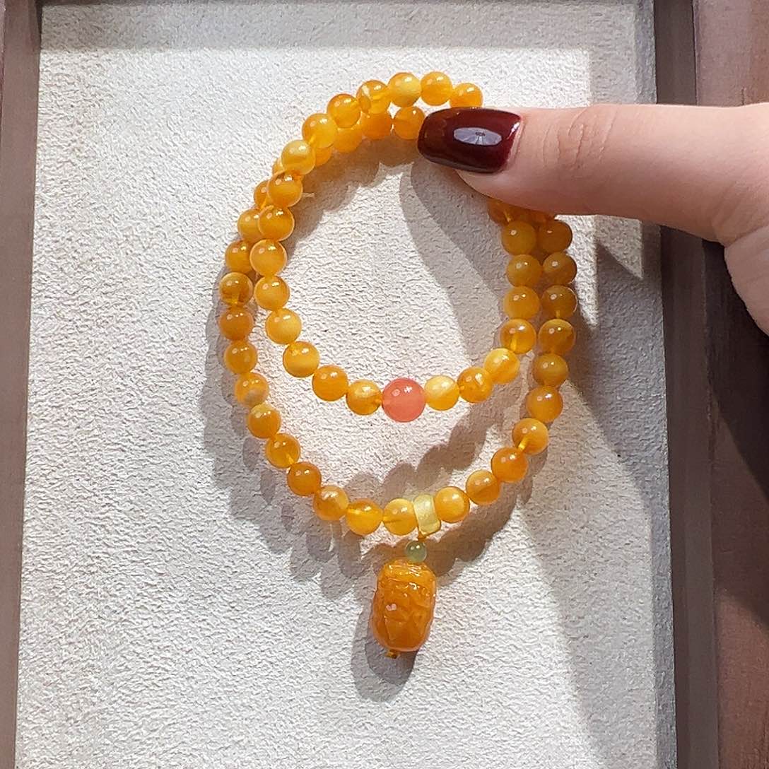 手链蜜蜡未镶嵌6.4mm蜜蜡手串