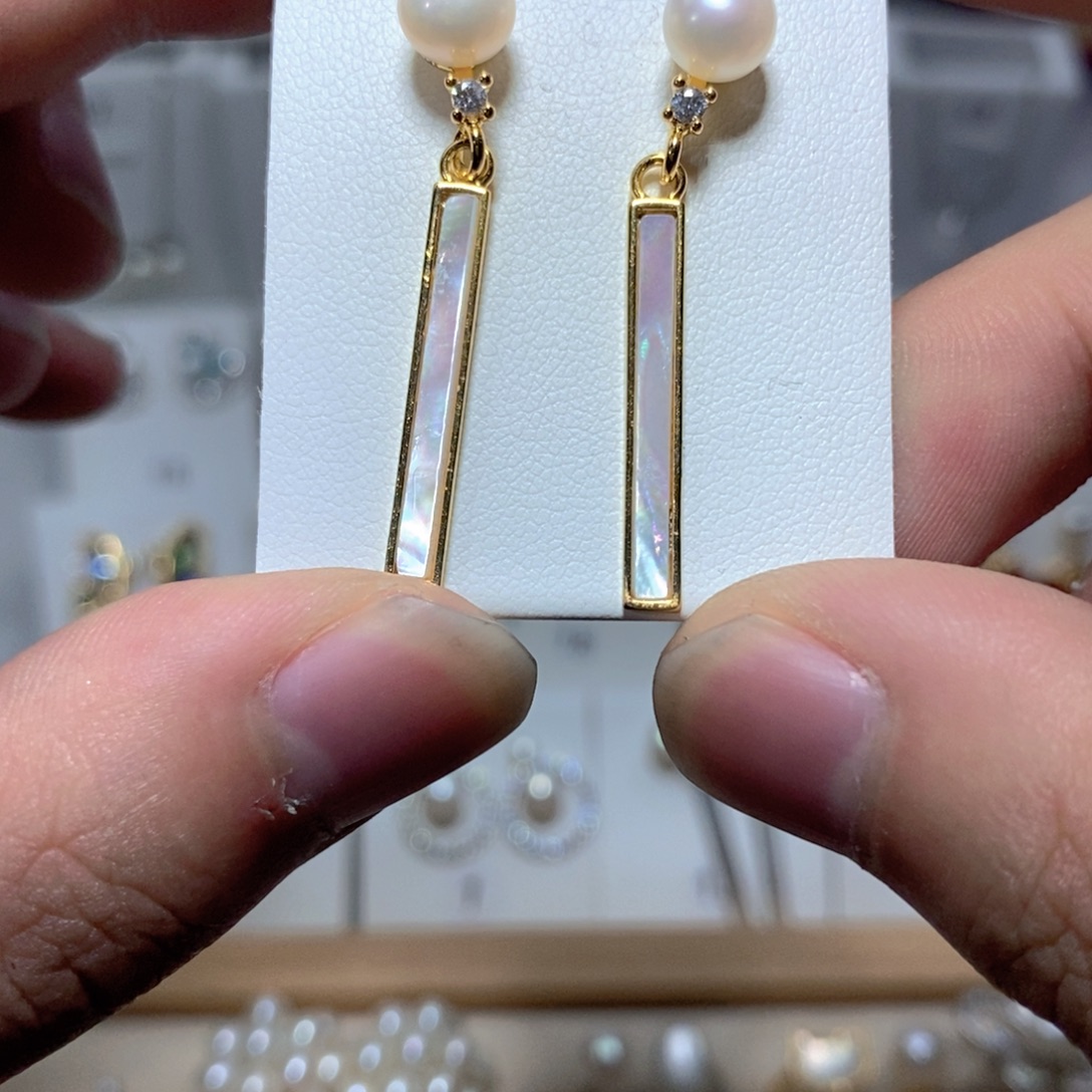 耳饰淡水珍珠银S925镶嵌