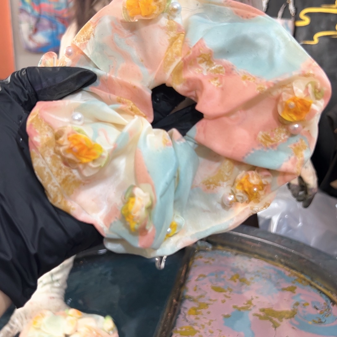 392粉蓝金小花发圈