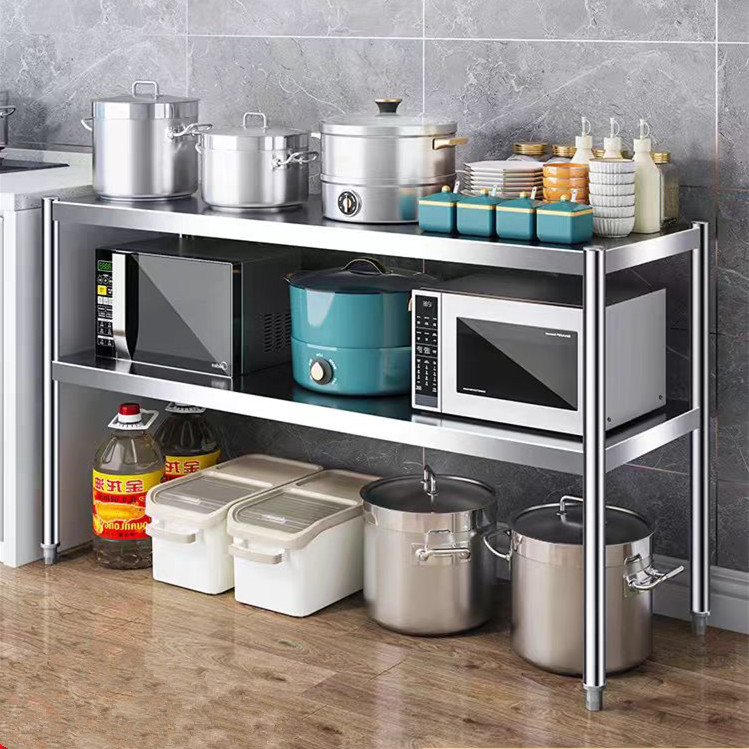 2层不锈钢置物架台面落地置物架整理架分层家用收纳架