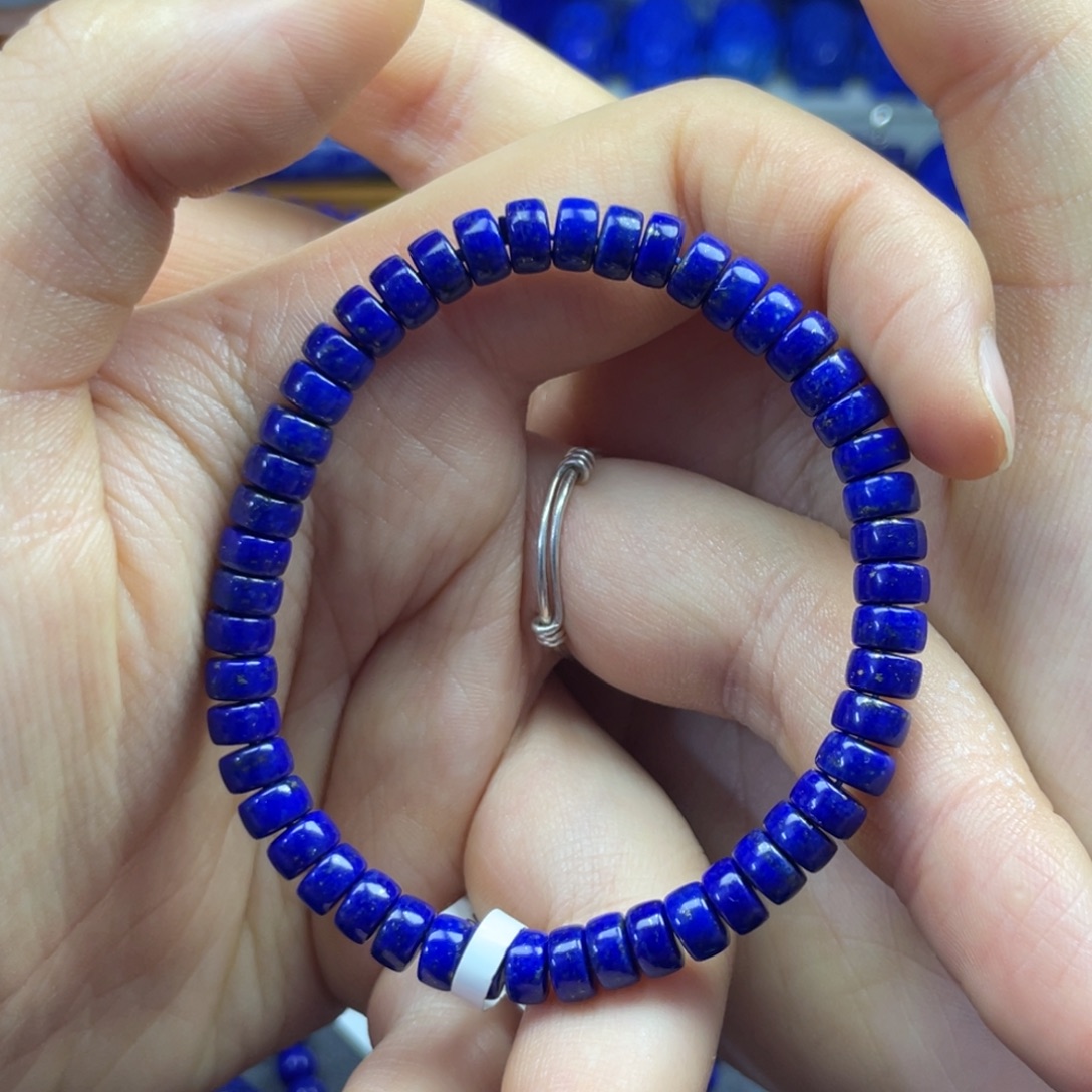 青金石未镶嵌药片手串6+