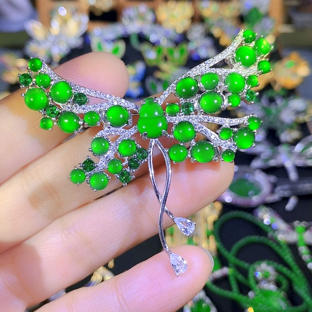 吊坠(不含链)银S925镶嵌翡翠