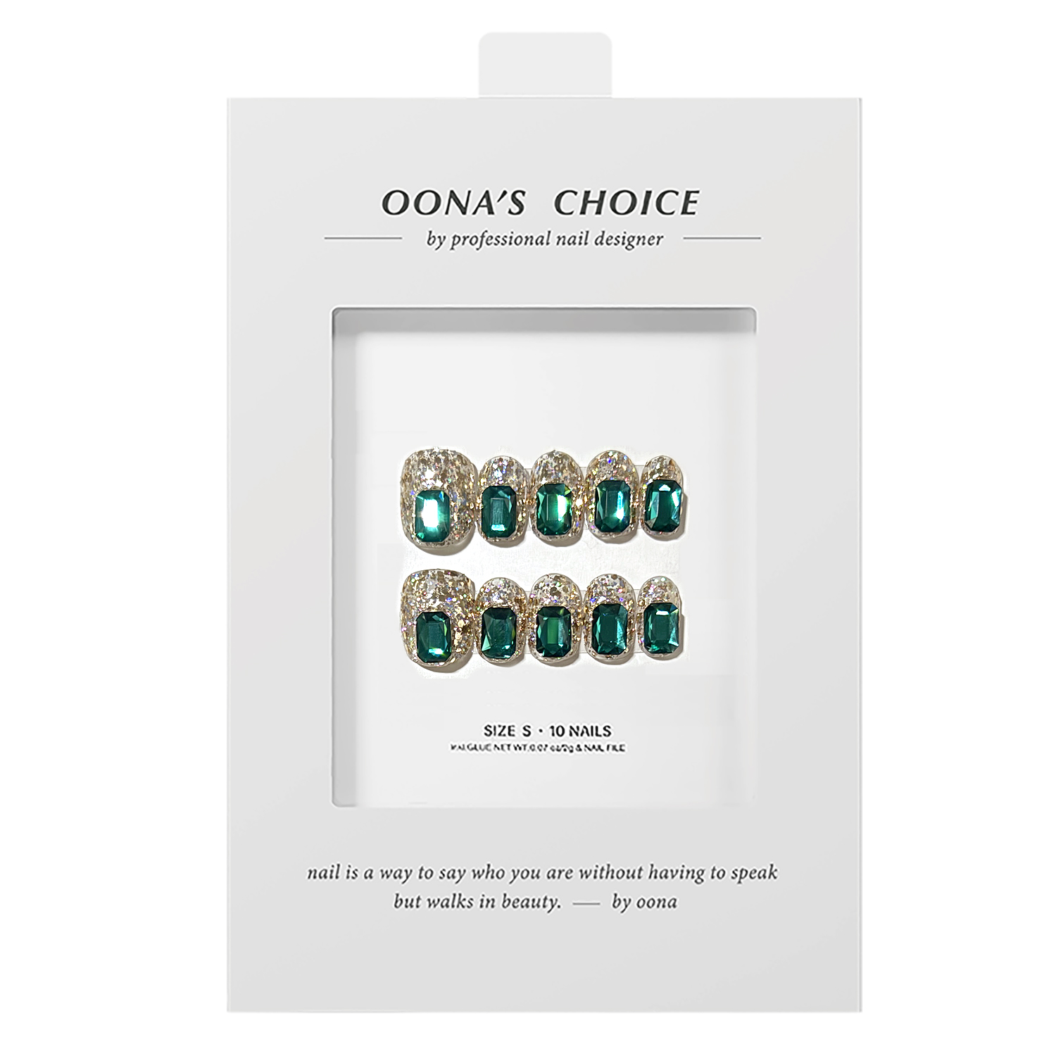 【碧玺（必喜）】全华钻绿宝石祖母绿质感显白绿色满钻新年美甲穿戴甲