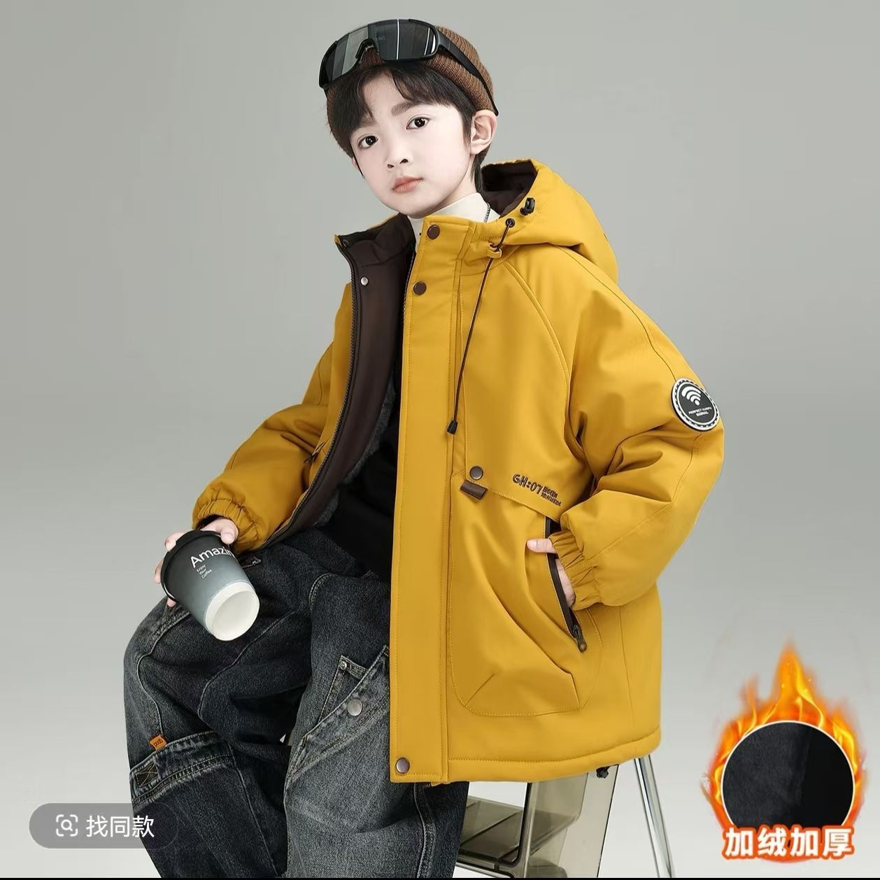 男童加绒外套冬款2025新款加厚棉衣儿童冬天派克服保暖男孩风衣潮