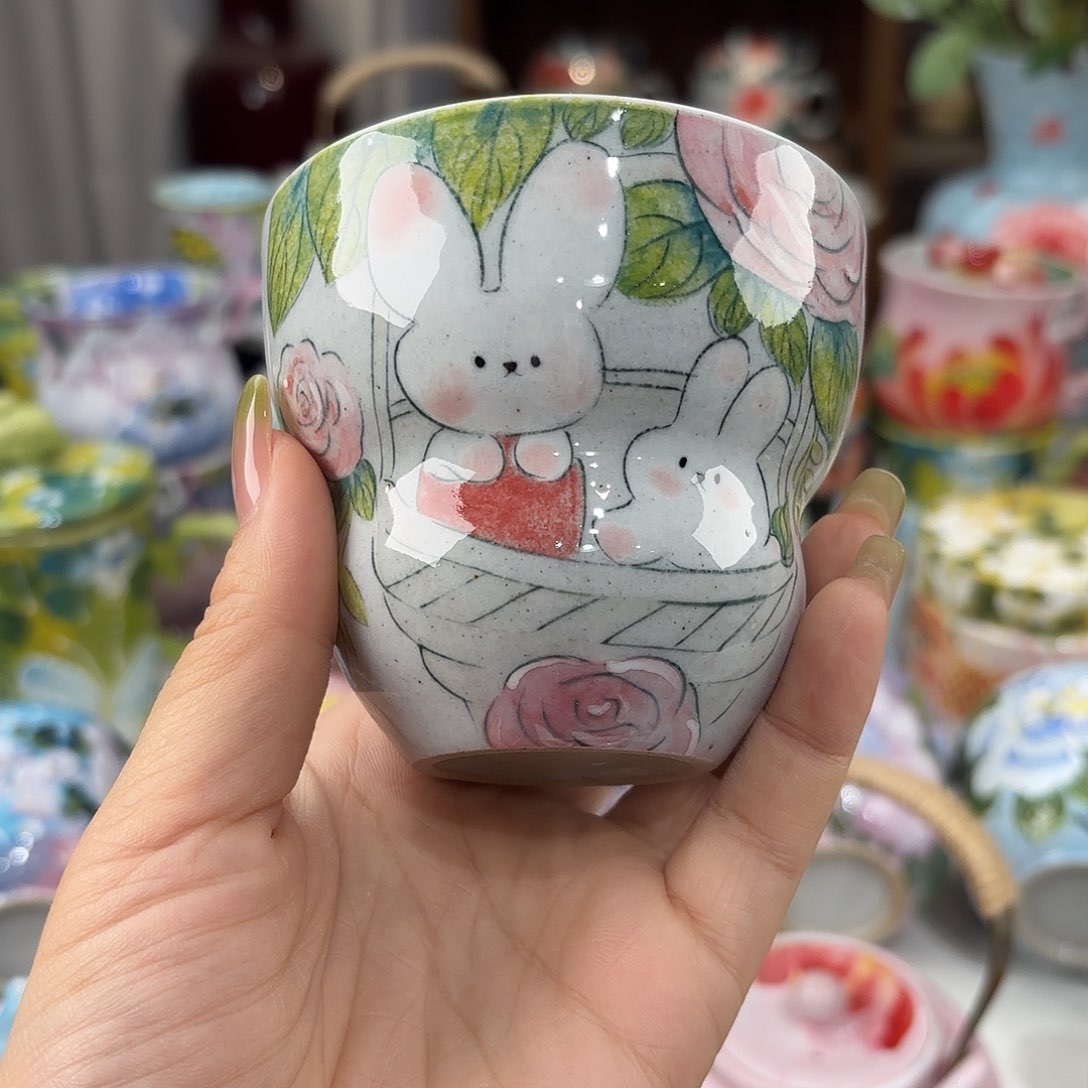 瓷片景德镇手绘高温釉下彩陶瓷茶具