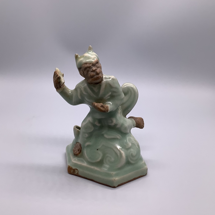 景德镇陶瓷龙泉青釉刻花魁星点斗复古