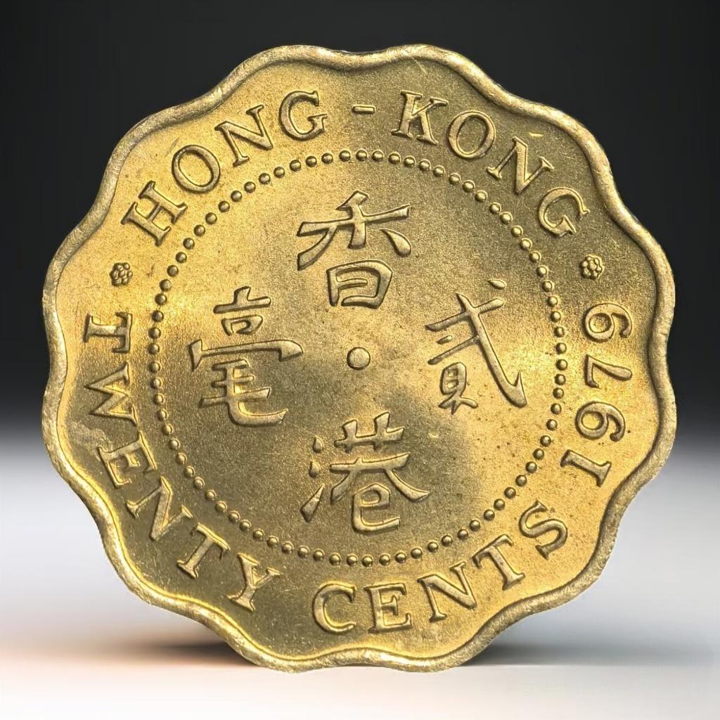 贰毫花边铜币-香港 花冠英女王 收藏贰角纪念币 硬币收藏正品保真