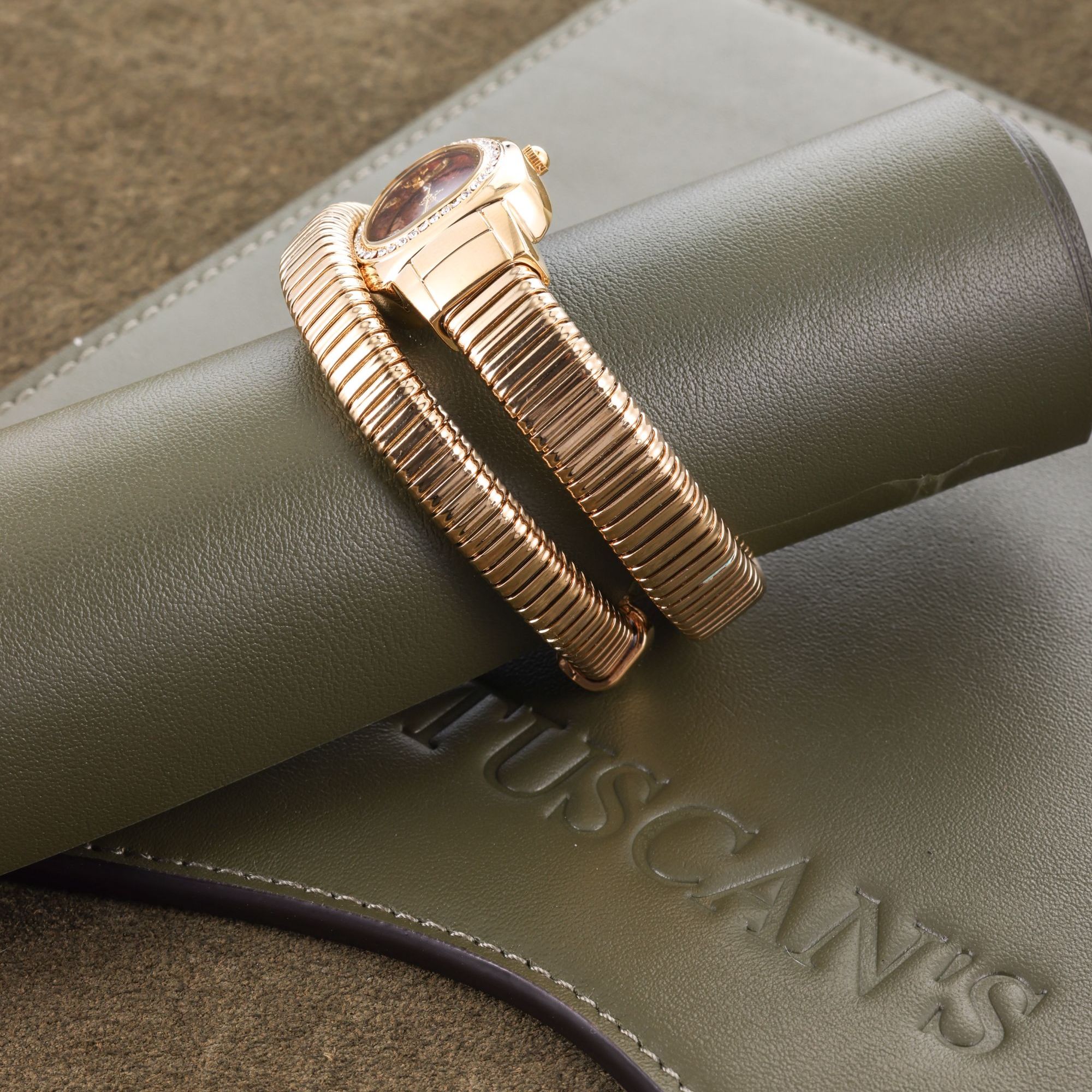 TUSCAN'S 锌合金合成锆石手镯 镶钻蛇形缠绕式女士手镯轻奢小众